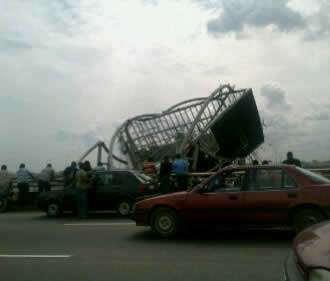 Billboard Collapses On Third Mainland Bridge